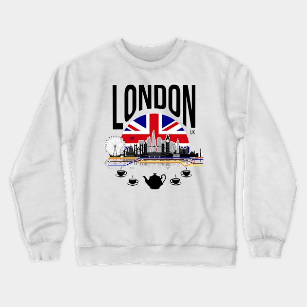 London - black text Crewneck Sweatshirt by Milmino